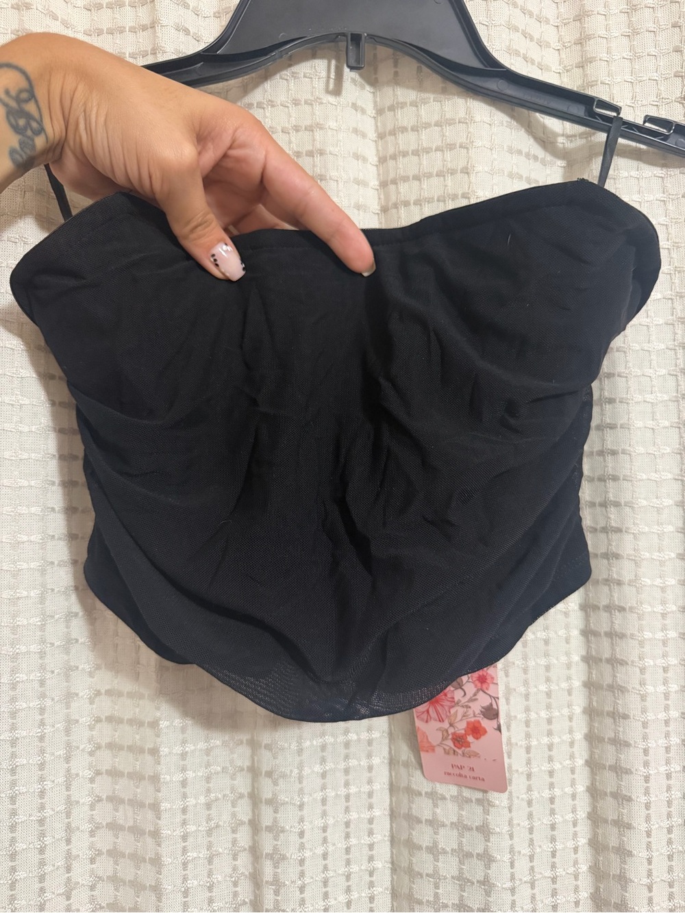 SHEIN Black Strapless Bustier Bandeau Top